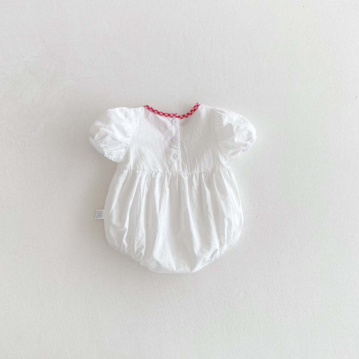 半袖ロンパース オープンハートチェックバイピング半袖ロンパース【mh0009758】