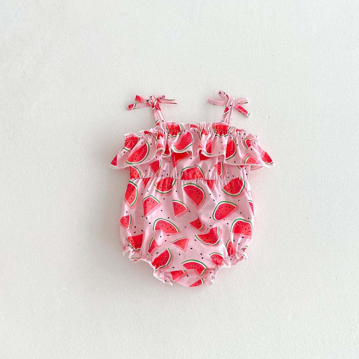 ノースリーブロンパース スイカプリントフリルキャミソールロンパース【mh0009767】