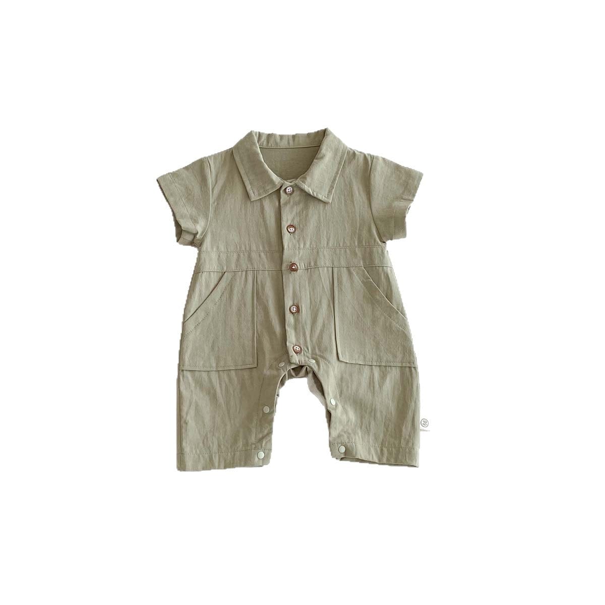 半袖ジャンプスーツ シンプル半袖シャツジャンプスーツ【mh0009768】