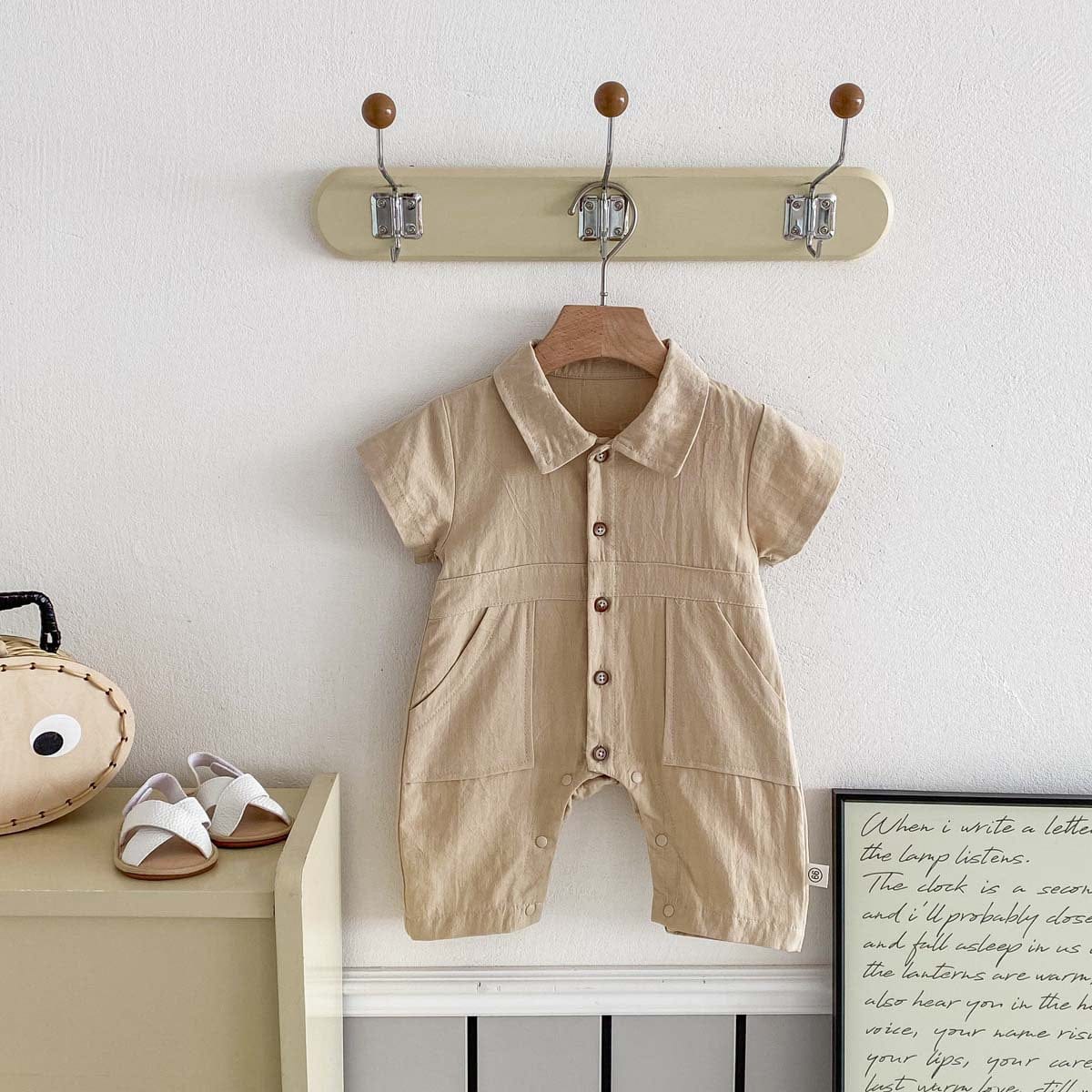 半袖ジャンプスーツ シンプル半袖シャツジャンプスーツ【mh0009768】