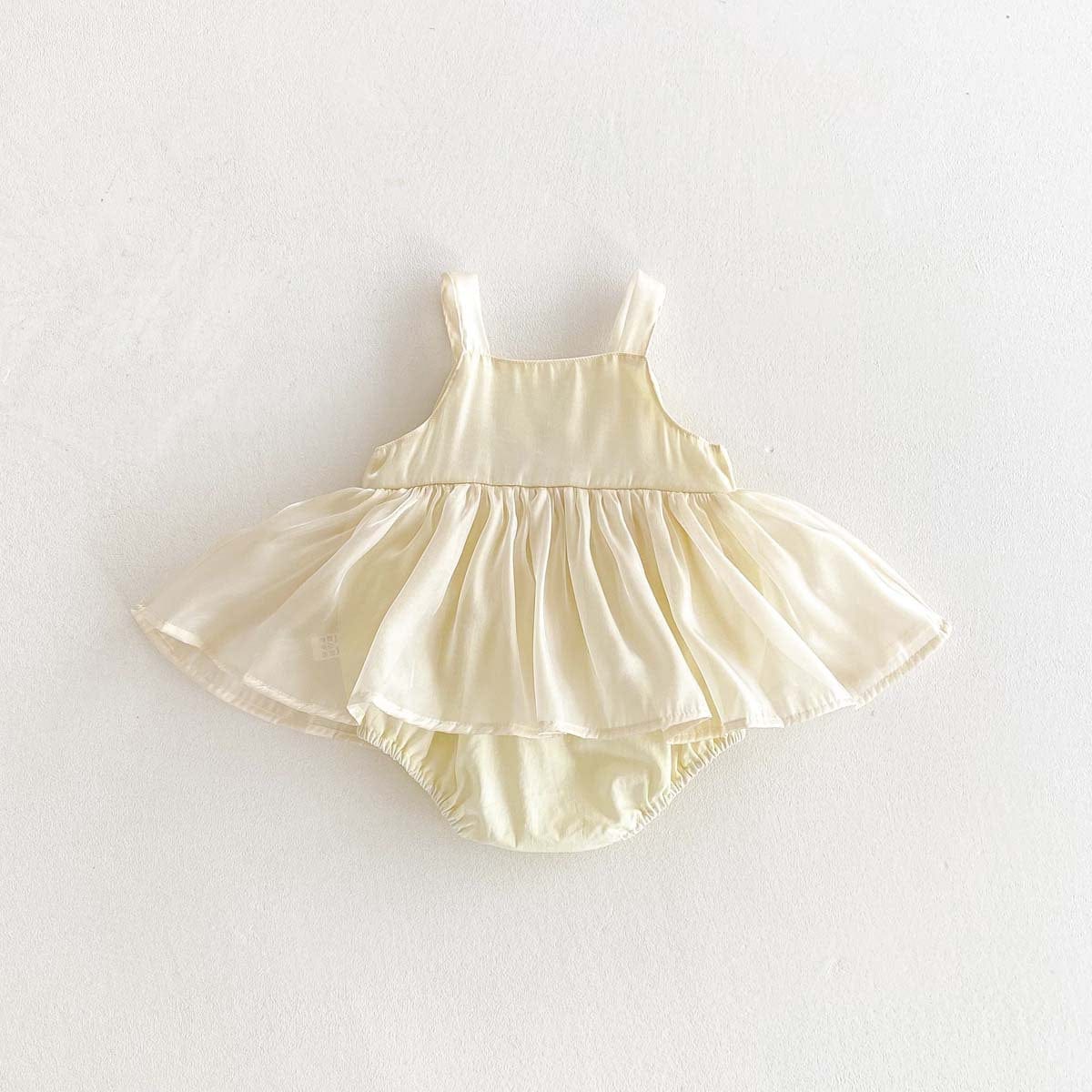 ノースリーブロンパース ビッグリボンシフォンスカートキャミソールドレスロンパース【mh0009772】