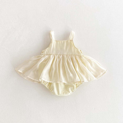 ノースリーブロンパース ビッグリボンシフォンスカートキャミソールドレスロンパース【mh0009772】