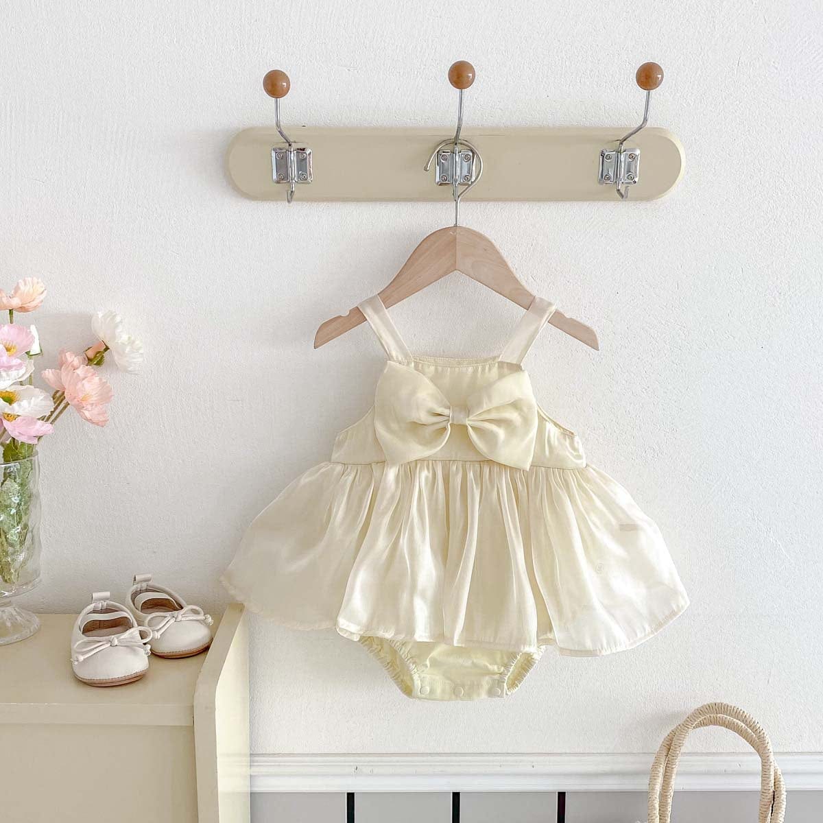 ノースリーブロンパース ビッグリボンシフォンスカートキャミソールドレスロンパース【mh0009772】