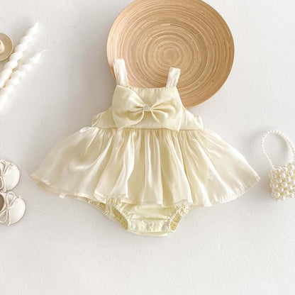 ノースリーブロンパース ビッグリボンシフォンスカートキャミソールドレスロンパース【mh0009772】