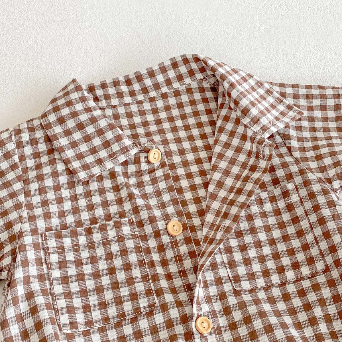 半袖ロンパース ギンガムチェック半袖シャツロンパース【mh0009773】