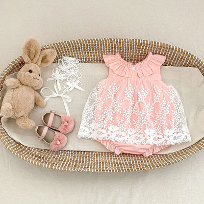 ノースリーブロンパース ラッフルフリルノースリーブチュールスカートロンパース【mh0010164】