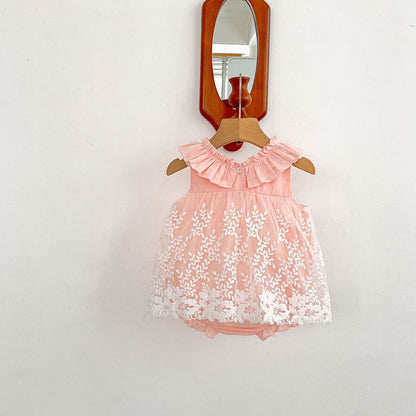 ノースリーブロンパース ラッフルフリルノースリーブチュールスカートロンパース【mh0010164】