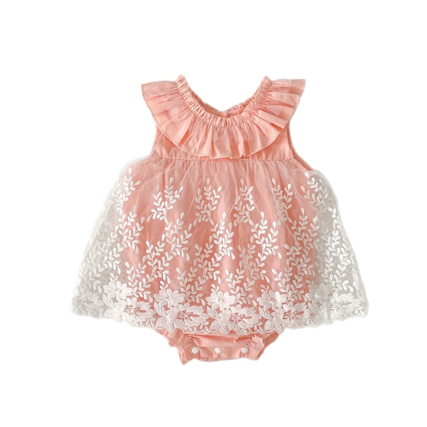 ノースリーブロンパース ラッフルフリルノースリーブチュールスカートロンパース【mh0010164】