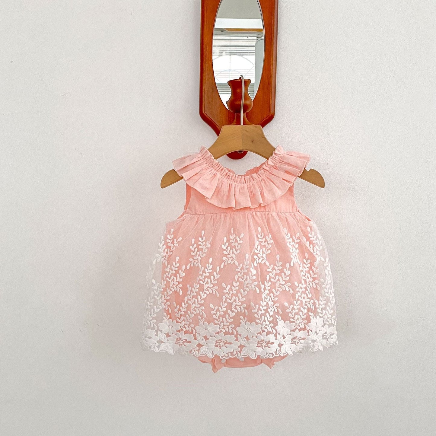 ノースリーブロンパース ラッフルフリルノースリーブチュールスカートロンパース【mh0010164】