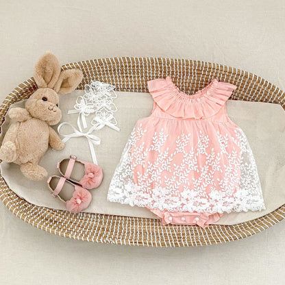 ノースリーブロンパース ラッフルフリルノースリーブチュールスカートロンパース【mh0010164】