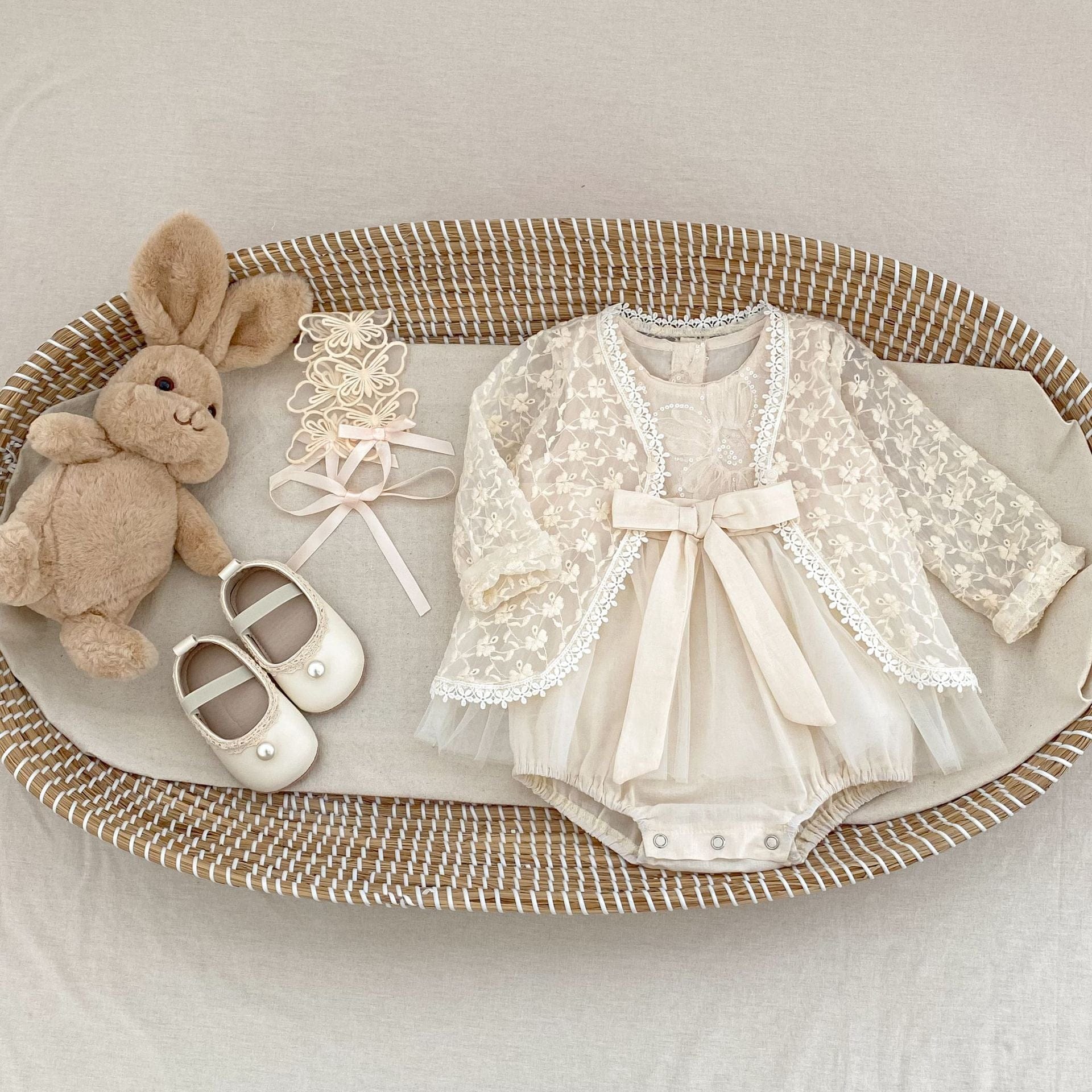 ノースリーブロンパース スパンコールフラワービッグリボンスカートドレスロンパース【mh0010168】