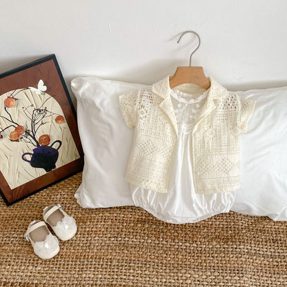 ノースリーブロンパース シアー刺繍レースノースリーブロンパース【mh0010169】