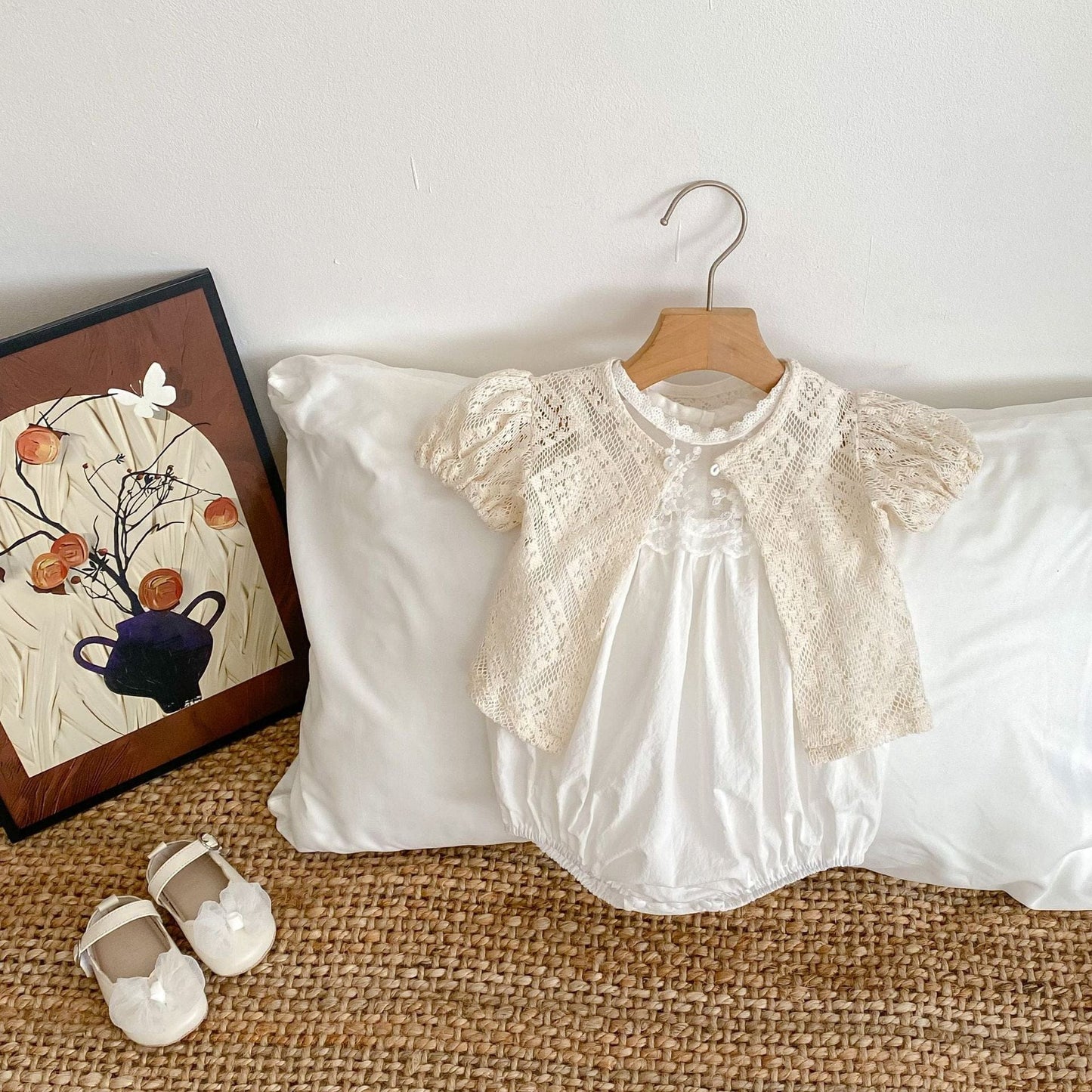 ノースリーブロンパース シアー刺繍レースノースリーブロンパース【mh0010169】