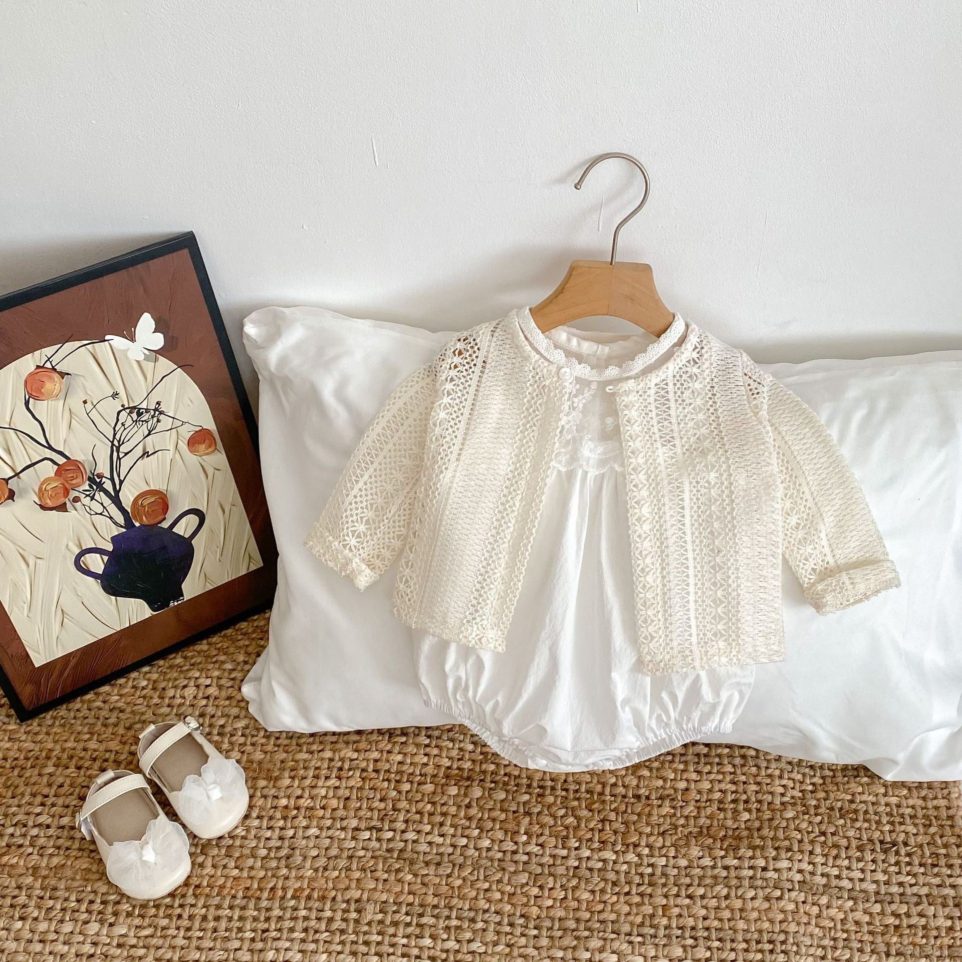 ノースリーブロンパース シアー刺繍レースノースリーブロンパース【mh0010169】