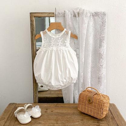 ノースリーブロンパース シアー刺繍レースノースリーブロンパース【mh0010169】