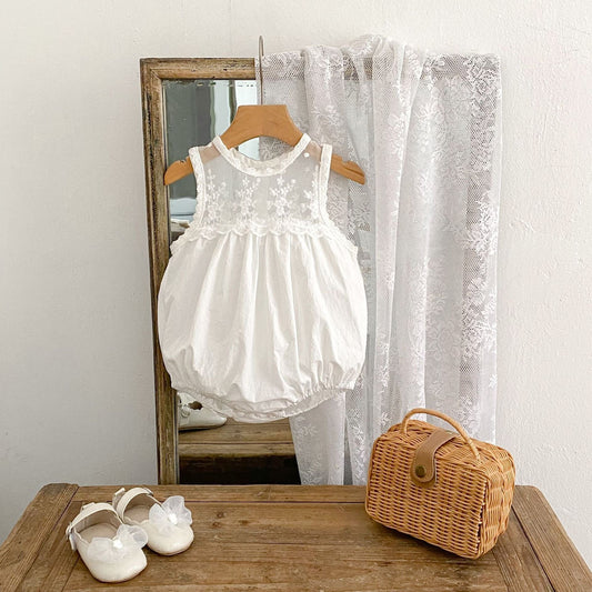 ノースリーブロンパース シアー刺繍レースノースリーブロンパース【mh0010169】