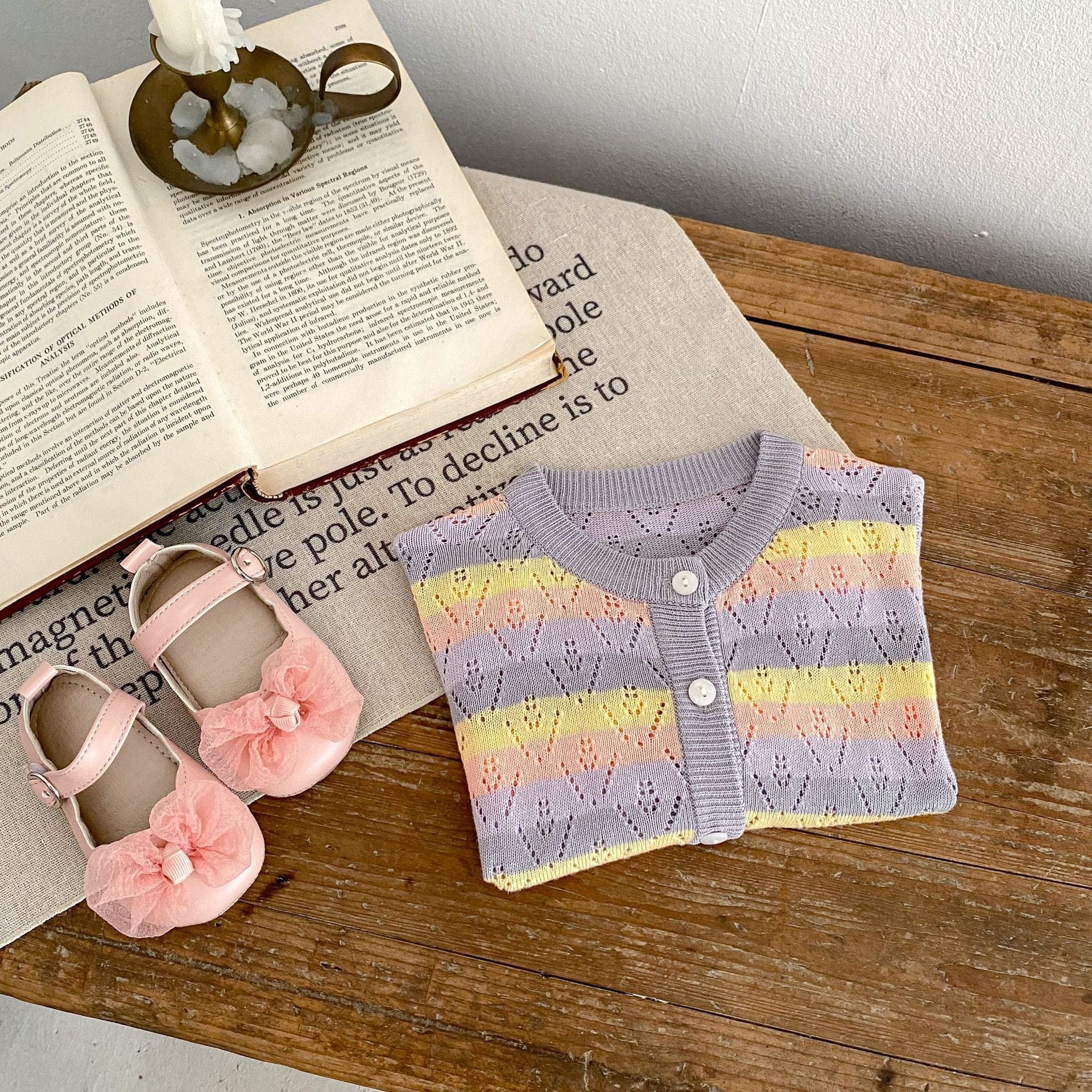 カーディガン・パーカー レインボーボーダーレースニットサマーカーディガン【mh0010171】