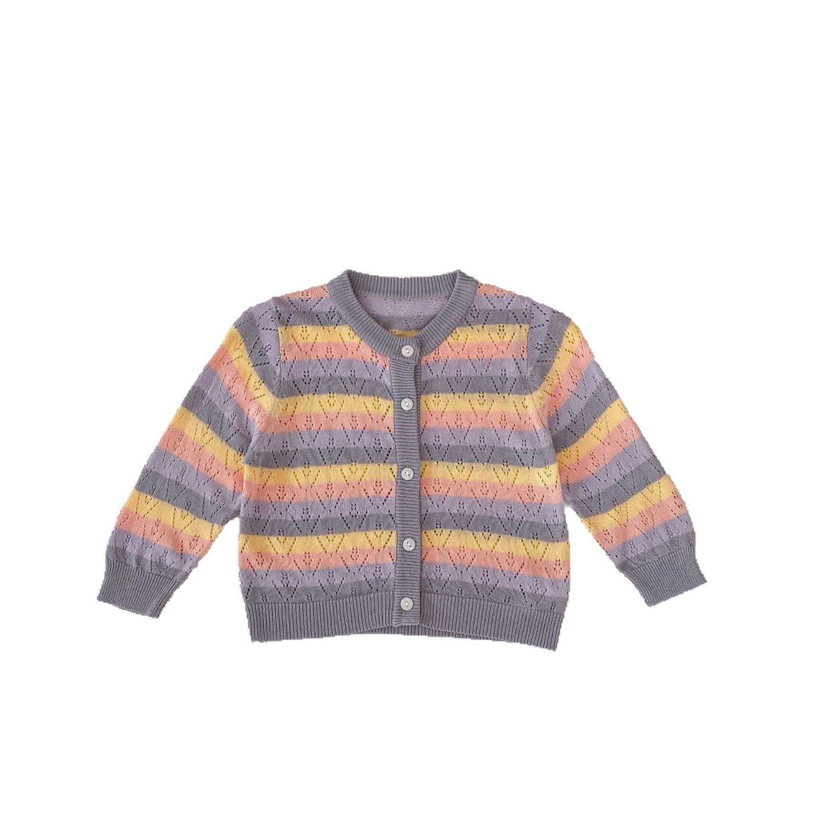 カーディガン・パーカー レインボーボーダーレースニットサマーカーディガン【mh0010171】