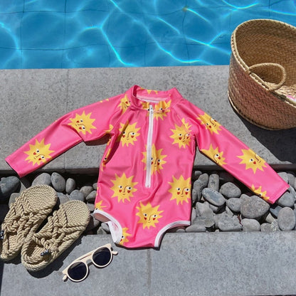 ベビー用水着 ガールズ水着 長袖ジップアップワンピーススイムウェア【mh0010221】
