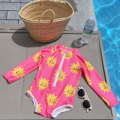 ベビー用水着 ガールズ水着 長袖ジップアップワンピーススイムウェア【mh0010221】