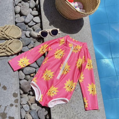 ベビー用水着 ガールズ水着 長袖ジップアップワンピーススイムウェア【mh0010221】