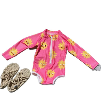ベビー用水着 ガールズ水着 長袖ジップアップワンピーススイムウェア【mh0010221】