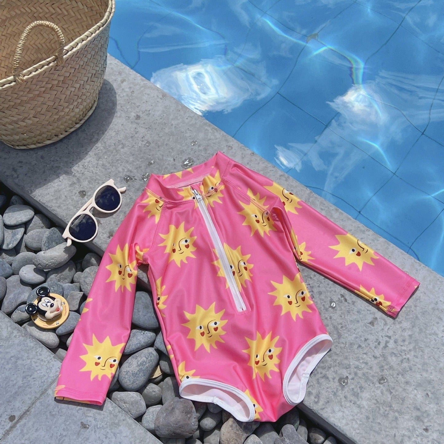 ベビー用水着 ガールズ水着 長袖ジップアップワンピーススイムウェア【mh0010221】