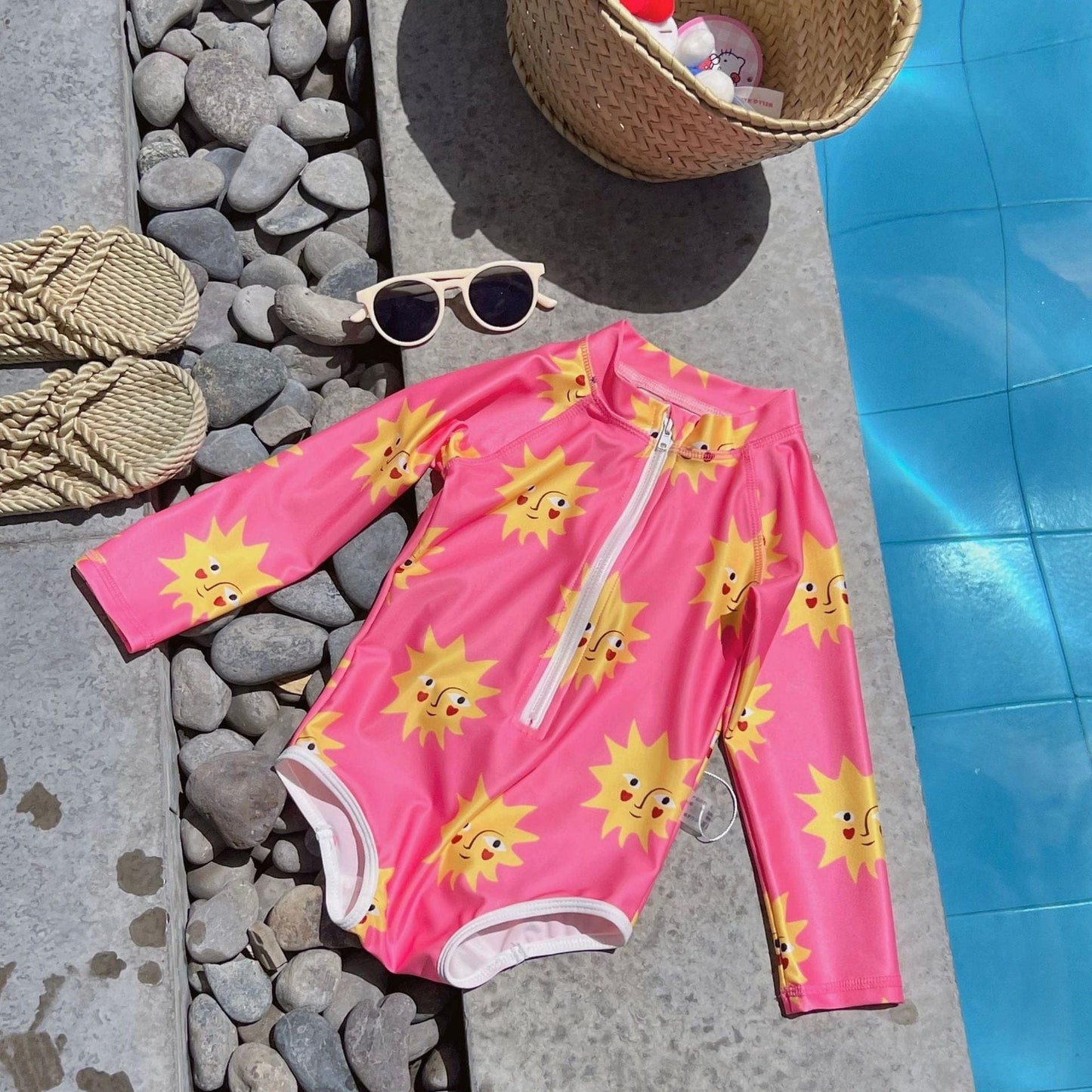 ベビー用水着 ガールズ水着 長袖ジップアップワンピーススイムウェア【mh0010221】