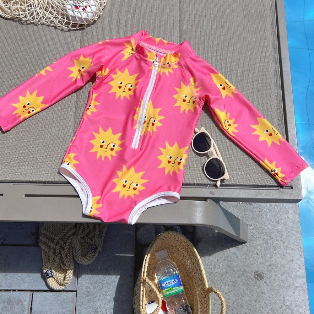 ベビー用水着 ガールズ水着 長袖ジップアップワンピーススイムウェア【mh0010221】