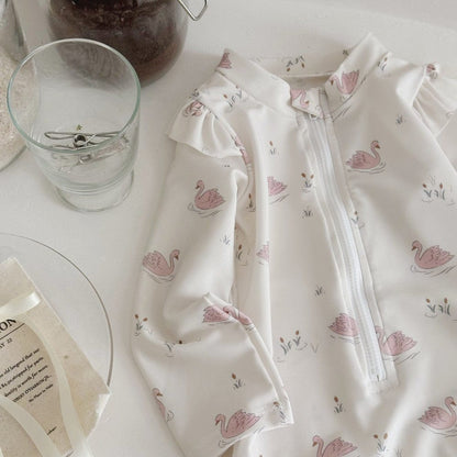 ベビー用水着 ガールズ水着 長袖ジップアップワンピーススイムウェア【mh0010222】