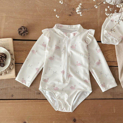 ベビー用水着 ガールズ水着 長袖ジップアップワンピーススイムウェア【mh0010222】