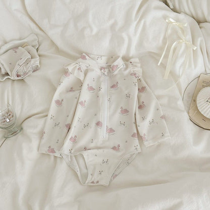 ベビー用水着 ガールズ水着 長袖ジップアップワンピーススイムウェア【mh0010222】