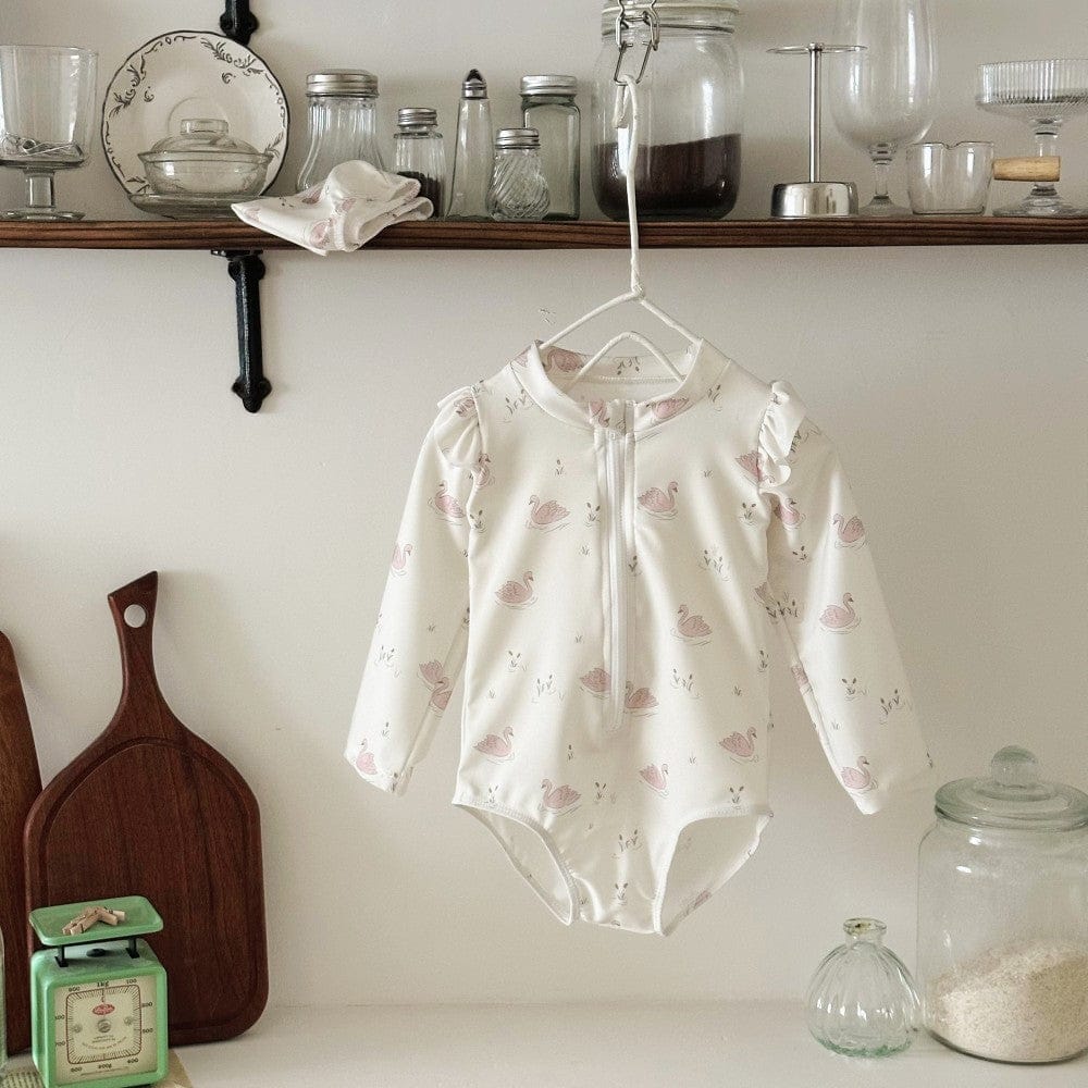 ベビー用水着 ガールズ水着 長袖ジップアップワンピーススイムウェア【mh0010222】