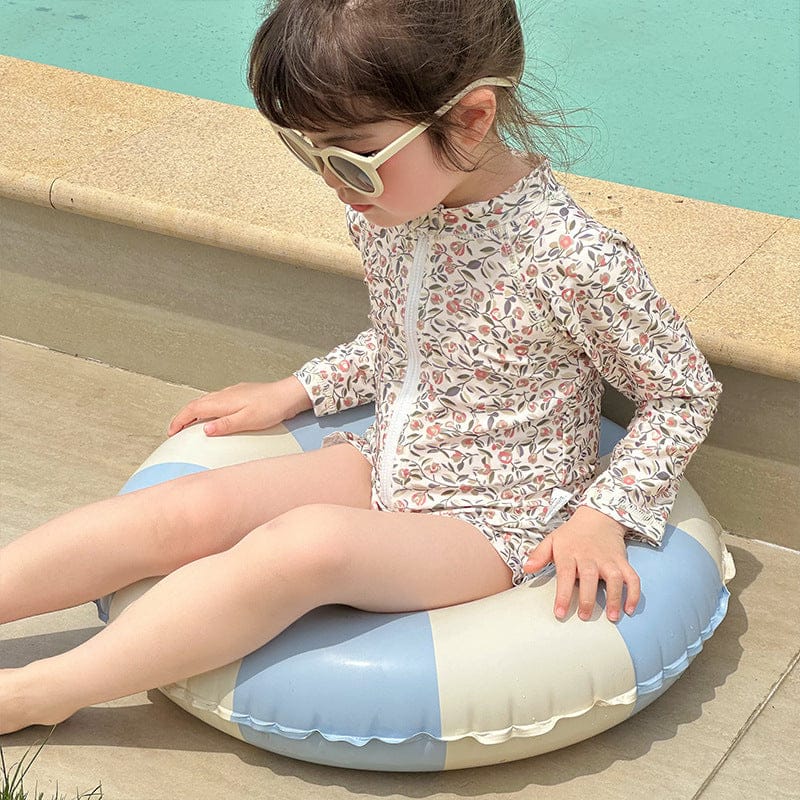 ベビー用水着 ガールズ水着 長袖ジップアップ花柄ワンピーススイムウェア【mh0010229】