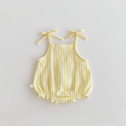ノースリーブロンパース フラワー/ストライプキャミソールロンパース【mh0010303】