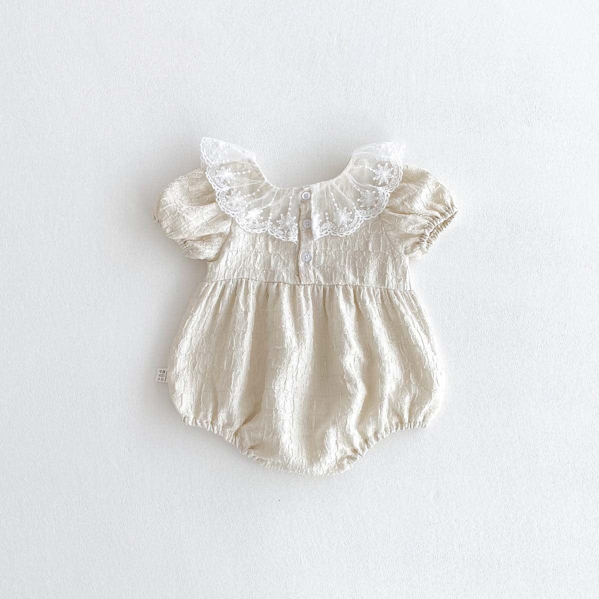 半袖ロンパース ラッフルレース襟半袖パフスリーブロンパース【mh0010304】