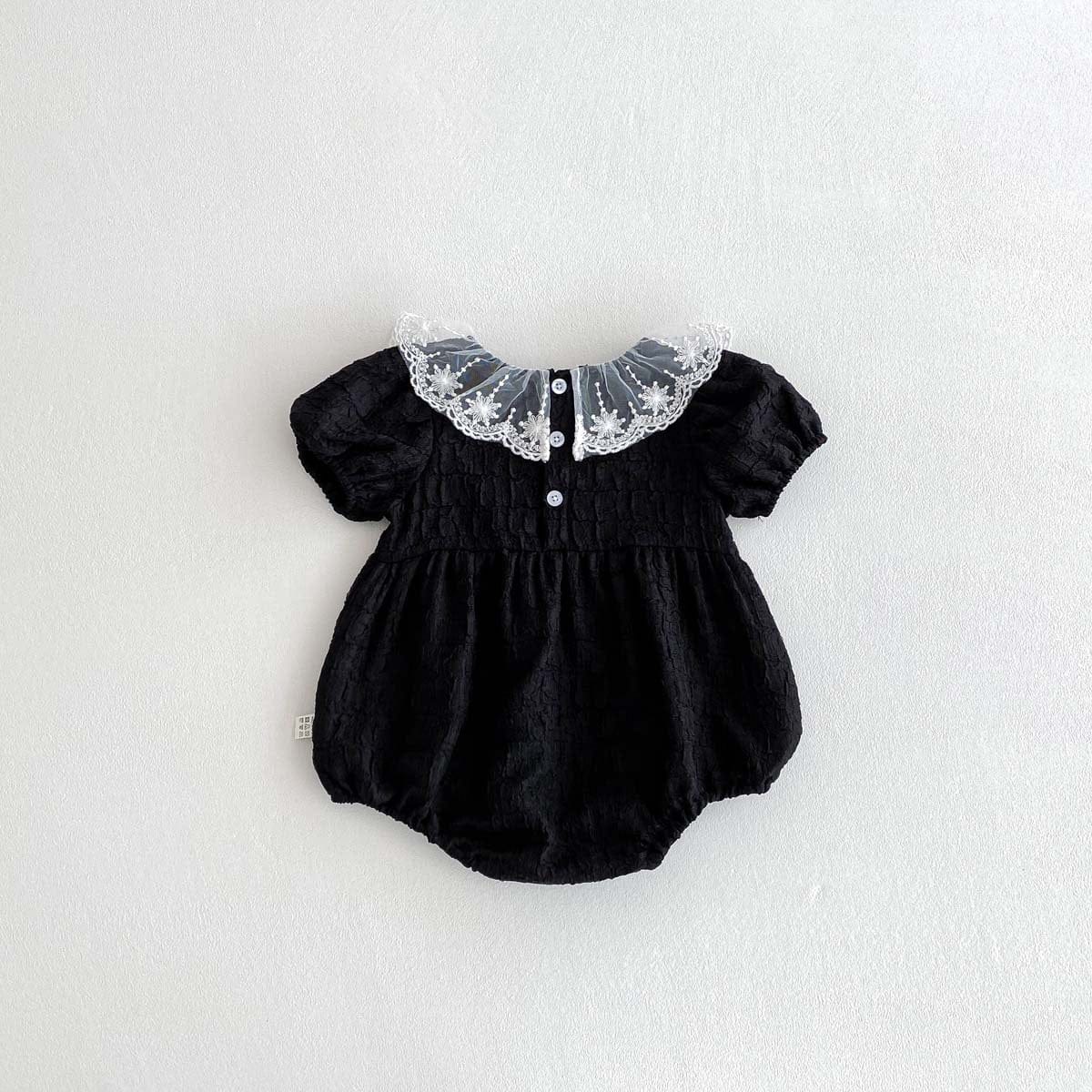 半袖ロンパース ラッフルレース襟半袖パフスリーブロンパース【mh0010304】