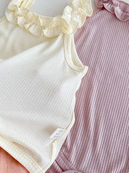 ノースリーブロンパース フリルキャミソールロンパース【mh0010305】