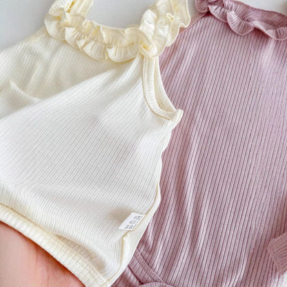 ノースリーブロンパース フリルキャミソールロンパース【mh0010305】