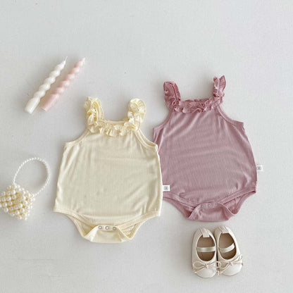 ノースリーブロンパース フリルキャミソールロンパース【mh0010305】