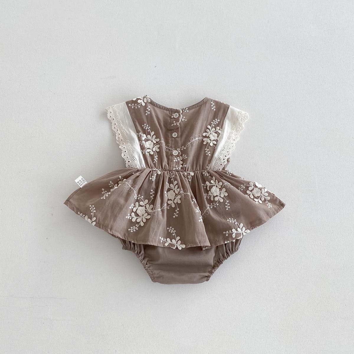 ノースリーブロンパース フラワーエンボス刺繍ノースリーブスカートロンパース【mh0010307】
