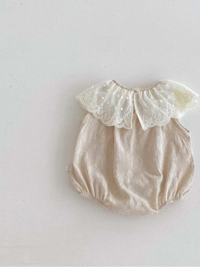 ノースリーブロンパース レースビッグラッフル襟ノースリーブロンパース【mh0010308】