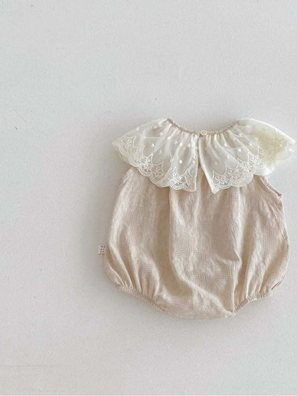 ノースリーブロンパース レースビッグラッフル襟ノースリーブロンパース【mh0010308】