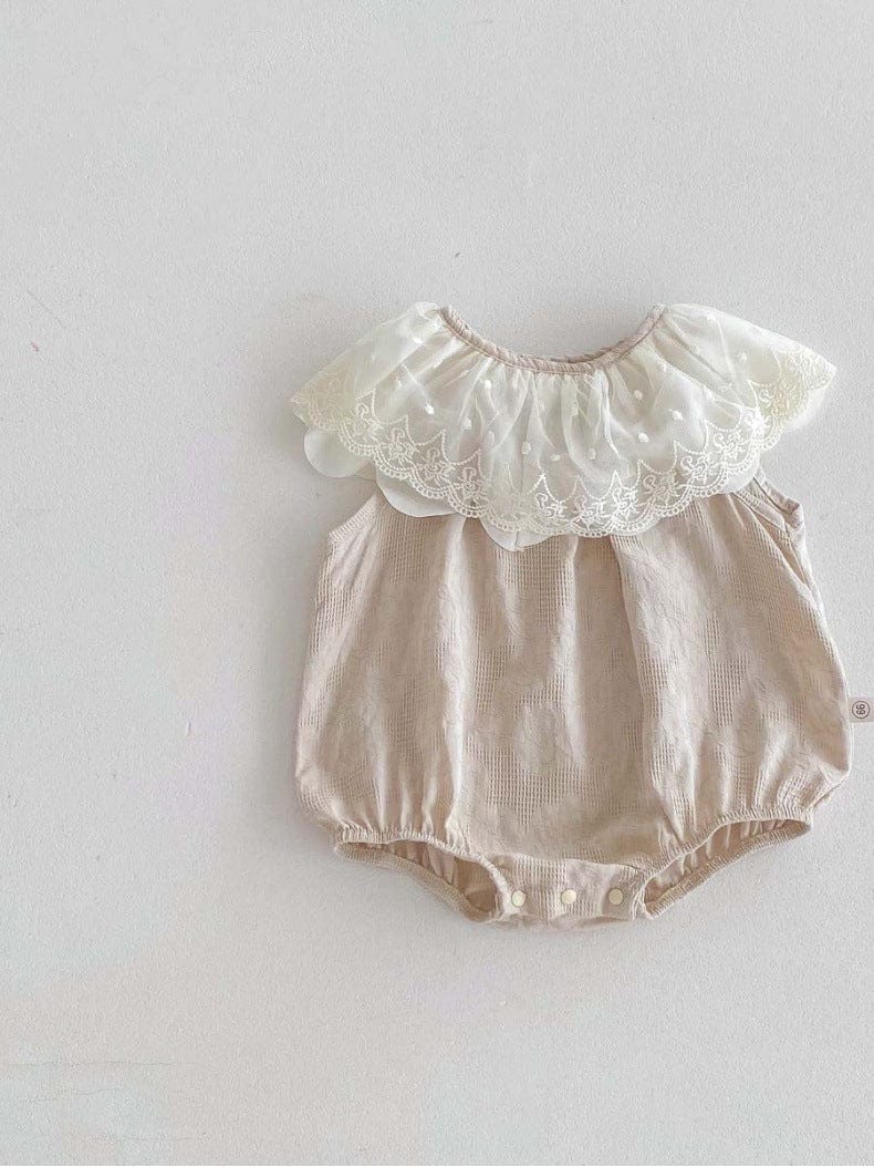 ノースリーブロンパース レースビッグラッフル襟ノースリーブロンパース【mh0010308】