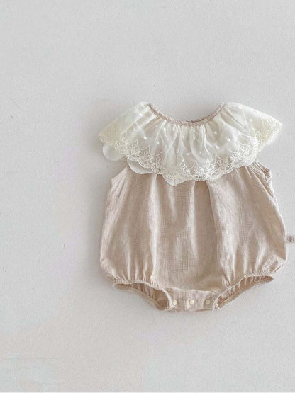 ノースリーブロンパース レースビッグラッフル襟ノースリーブロンパース【mh0010308】