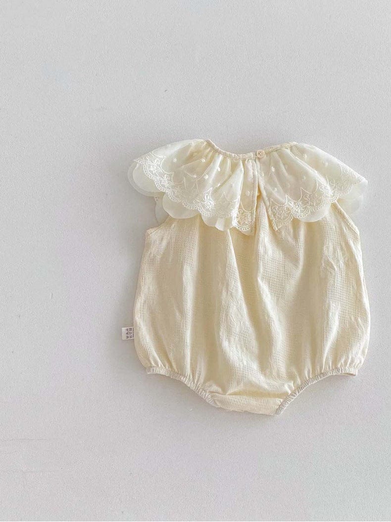 ノースリーブロンパース レースビッグラッフル襟ノースリーブロンパース【mh0010308】