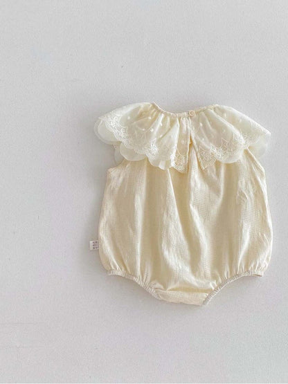 ノースリーブロンパース レースビッグラッフル襟ノースリーブロンパース【mh0010308】