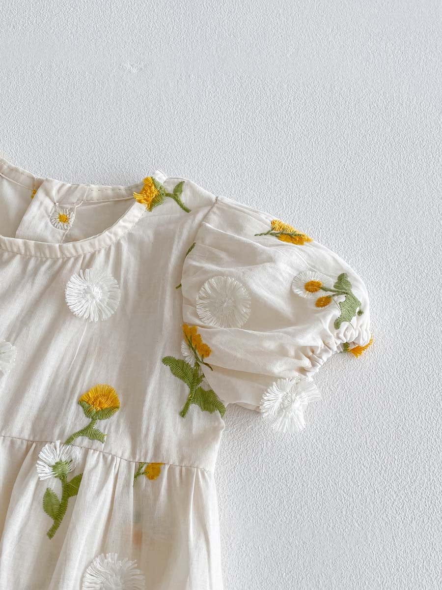半袖ロンパース フラワー刺繍半袖ロンパース【mh0010309】