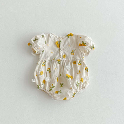 半袖ロンパース フラワー刺繍半袖ロンパース【mh0010309】