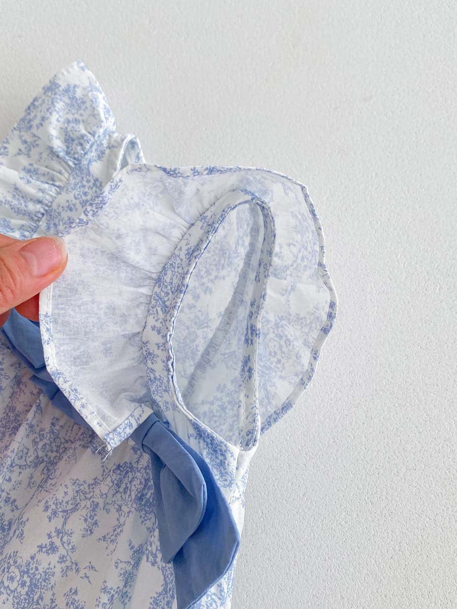 ノースリーブロンパース ビッグリボンフリル袖ロンパース+帽子セット【mh0010310】